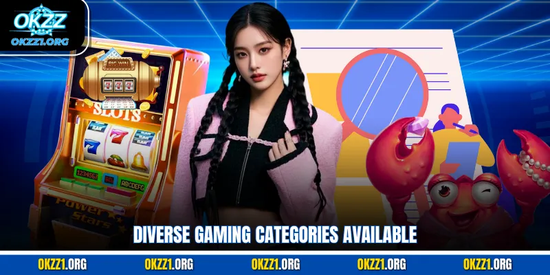 Diverse gaming categories available